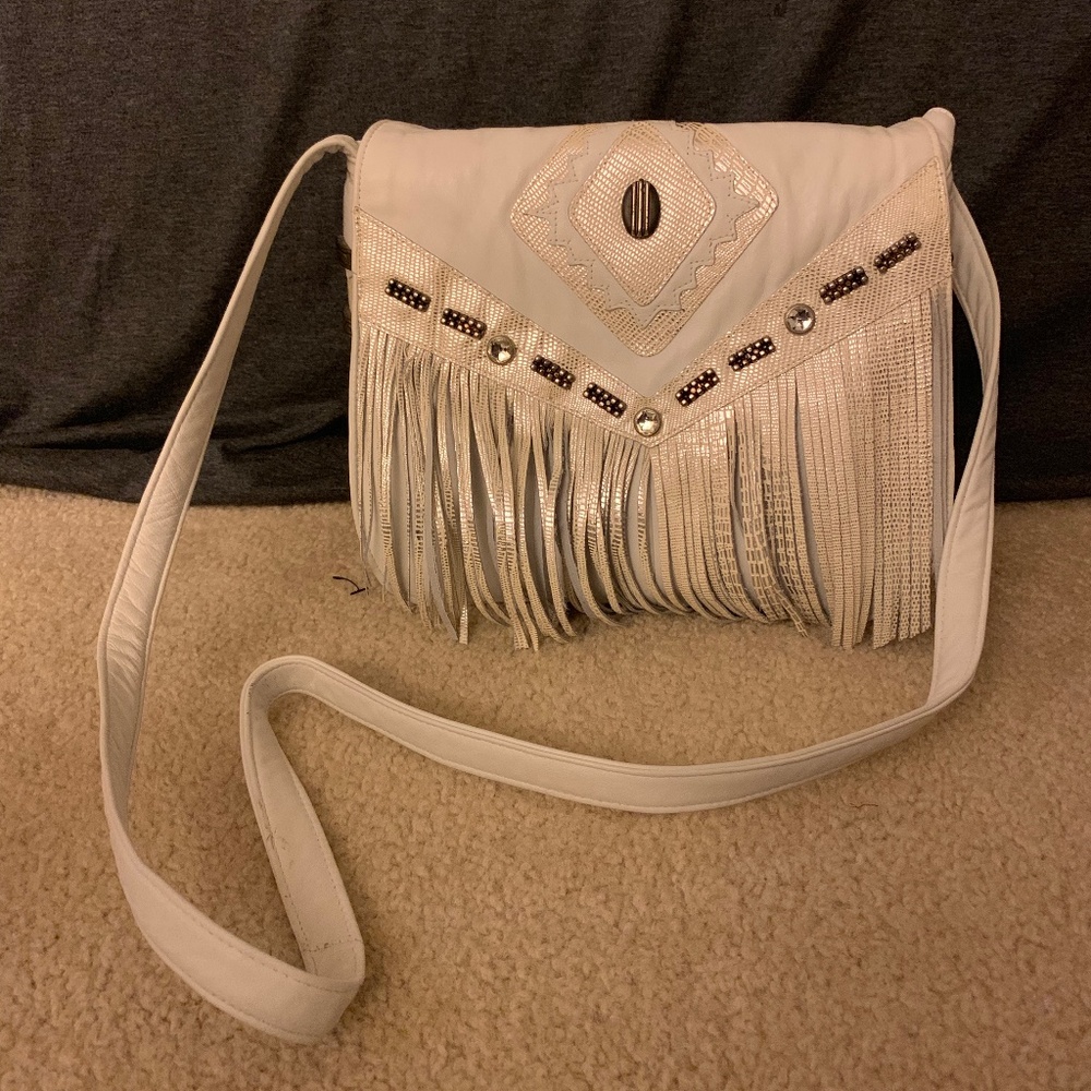 Viva White Leather Crossbody Bag
